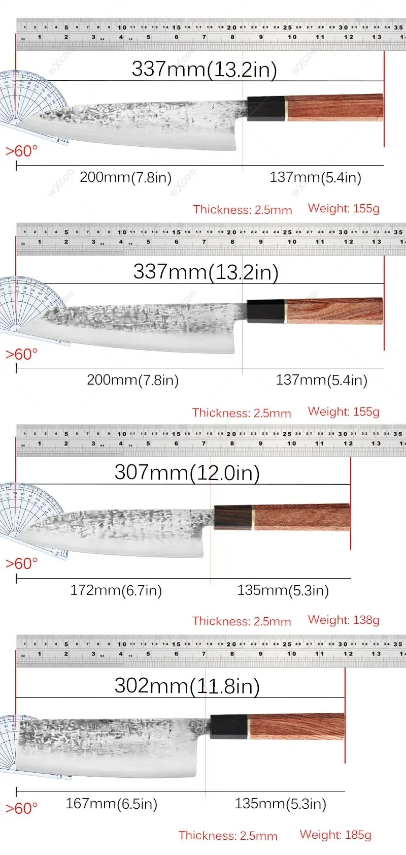 WXCOO مزورة المطرقة نمط اليابانية Santoku سكين اللحوم الساطور المهنية سكين الطاهي المطبخ الخضار الفاكهة سكين تقطيع