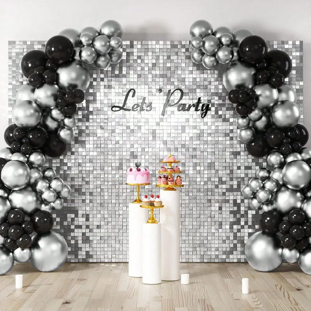 

Silvery Rose Gold Champagne Shimmer Wall Backdrop, 24 30 36 49 Pieces Panels Square Sequin Shimmer Backdrop, Photo Backdrops For