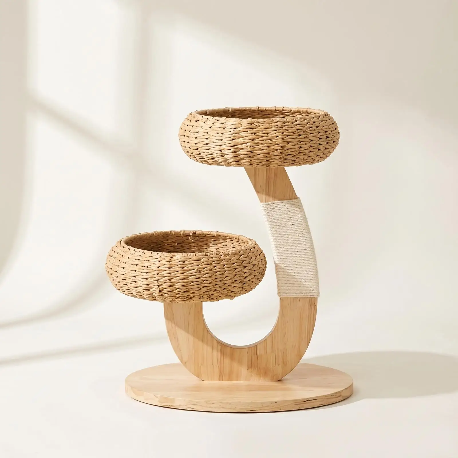 Wooden Cat Tree with Rattan Perch Compact Cat Tree with Perch Sturdy for Kittens Wooden Cat Tree with Rattan Perch Compact Cat Tree with Perch Sturdy for Kittens