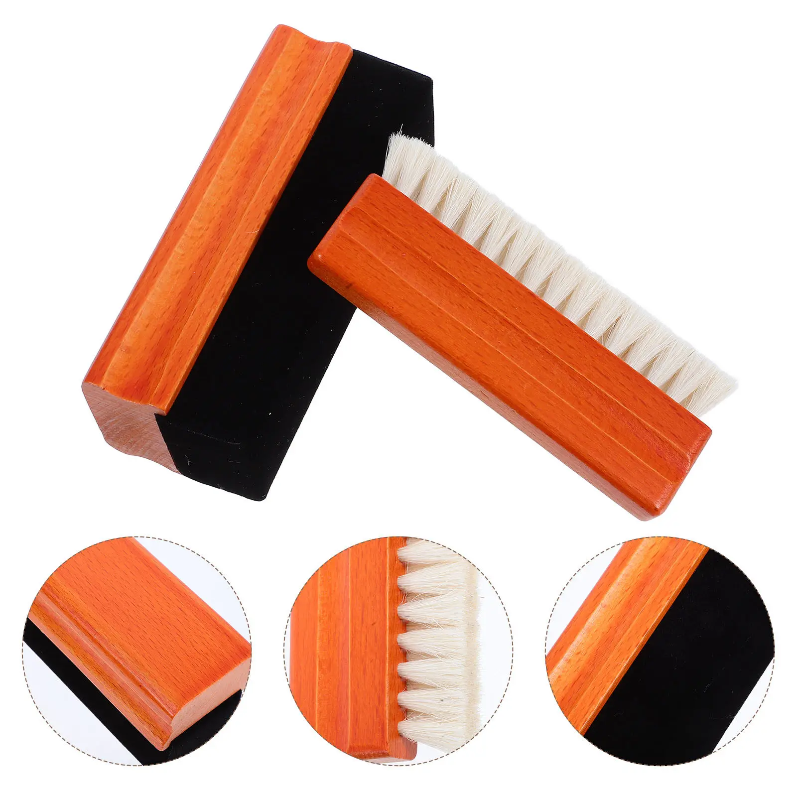 2Pcs Vinyl Record Cleaner Brush Kit Beech Wood Handle Ergonomic Design Dust Removal Groove Safe for Collectors Music Lovers