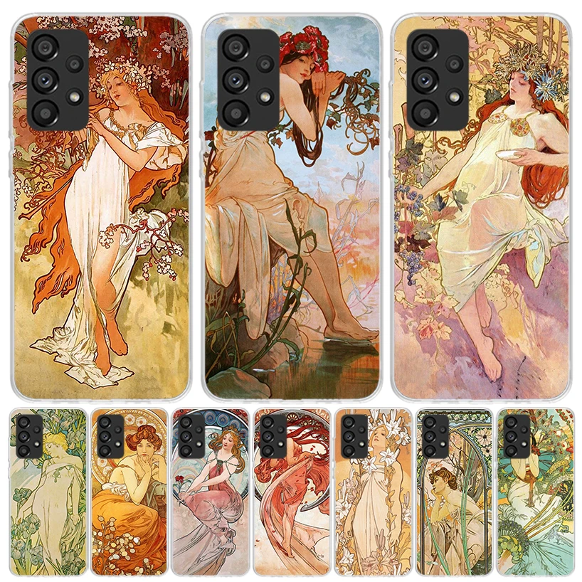 Alfons Mucha Primavera Case Phone Cover for Samsung Galaxy A15 A14 A13 A12 A55 A54 A53 A52 A35 A34 A33 A32 A25 A24 A23 A22 A04S