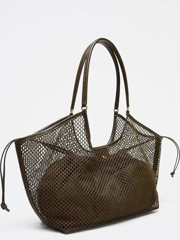 

Корейский стиль, большая вместительная женская пляжная сумка, сетчатая пляжная сумка, уличная дорожная сумка для хранения и отпуска, сумка для плавания