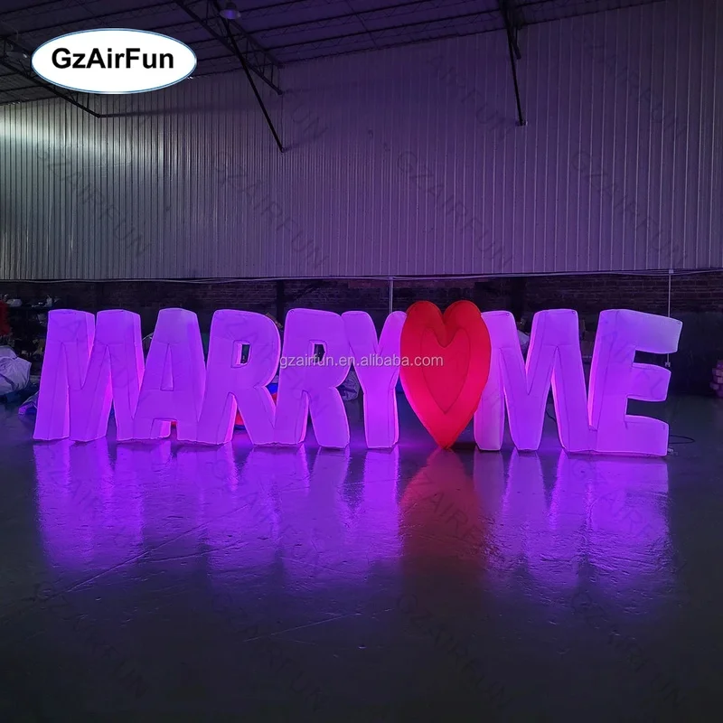 Customized Event Party Decoration Romantic Proposal Decoration Inflatable Marry Me With LED Light