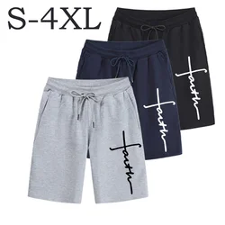 Men's Casual Straight Cargo Shorts Slim Fit Solid Color Loose Elastic Waist Short Drawstring Seaside Print Pockets Oversize Pant