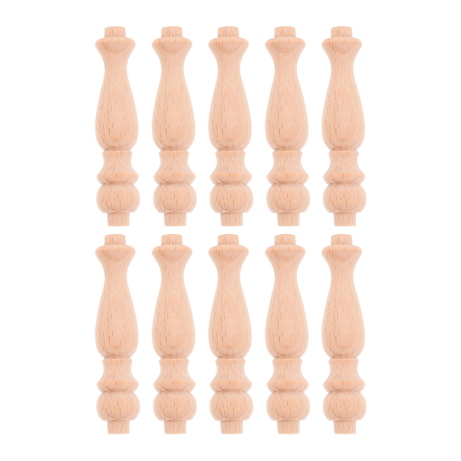 

10pcs Solid Wood Cabinet Fence Balusters Unfinished Spindles for Staircase Deck Railing Indoor Gourd Column for Crafts