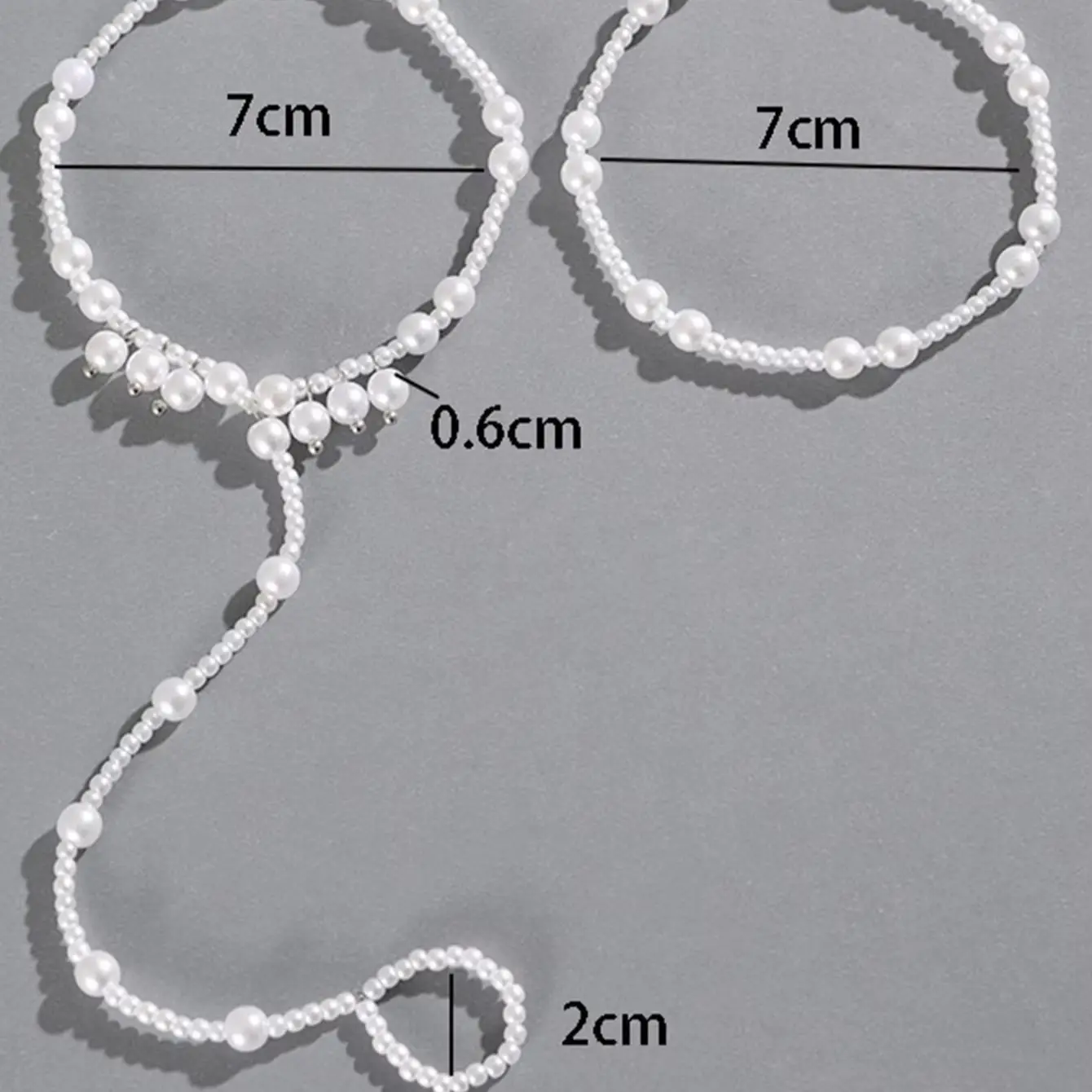 Docona Fashion Retro Double Layer Imitation Pearl Anklet Women's Simple Summer Beach Barefoot Sandals Foot Accessories