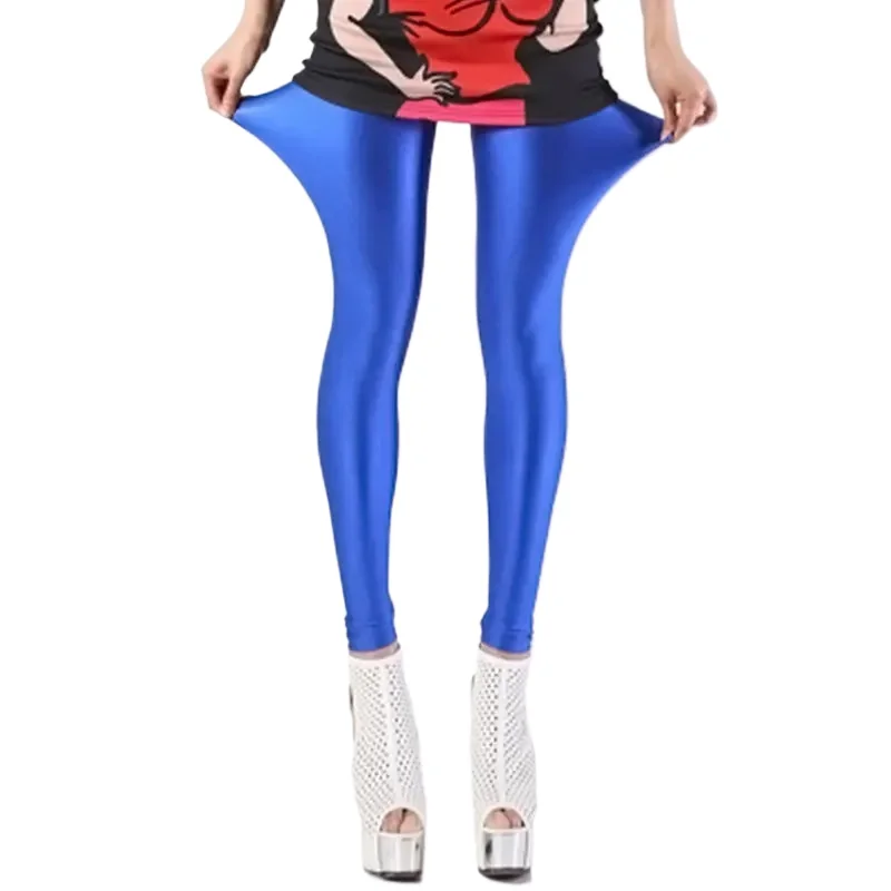 Women\'s Candy Color Pants High Stretched High Waist Fashion Casual Pants Female Versatile Slimming and Glossy Small Feet Pant