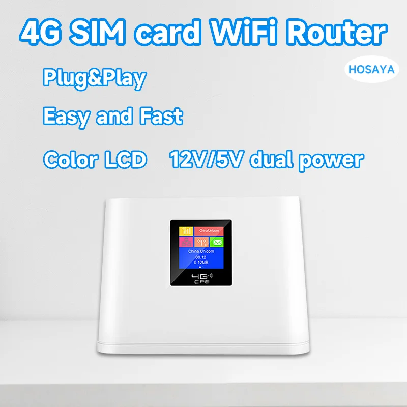 

Wi-fi роутер с сим-картой 4G, цветной жк-дисплей, LTE 4G модем, точка доступа RJ45, беспроводной маршрутизатор CPE, питание 12 в/5 в, портативный wi-fi