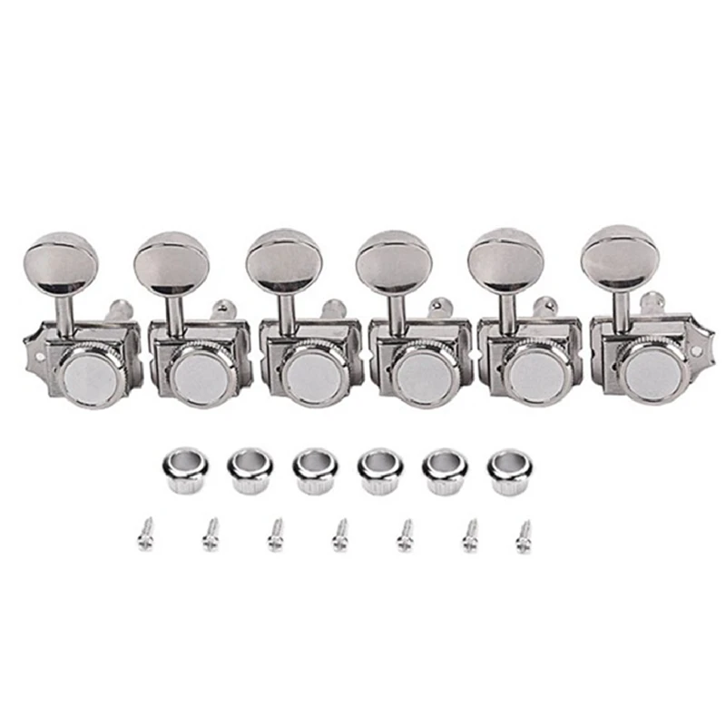 エレキギターロック弦右側チューナー、マシンヘッドチューナー、メタルロックシルバー、チューニングペグ