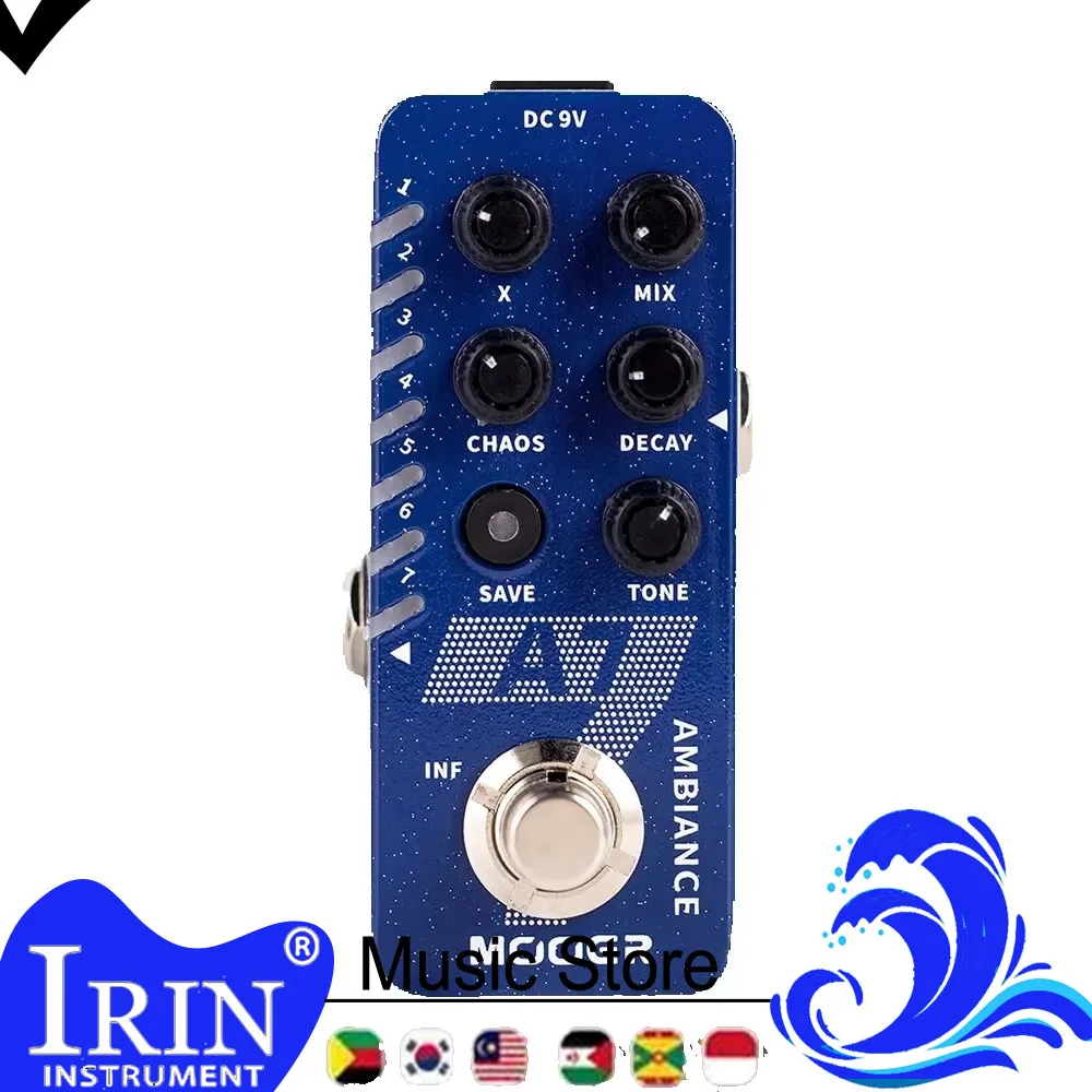 MOOER A7 Ambiance Guitar Reverb Effect Pedal Built-in 7 Reverb Effects Infinite Trail Function Buffer Bypass Accessories