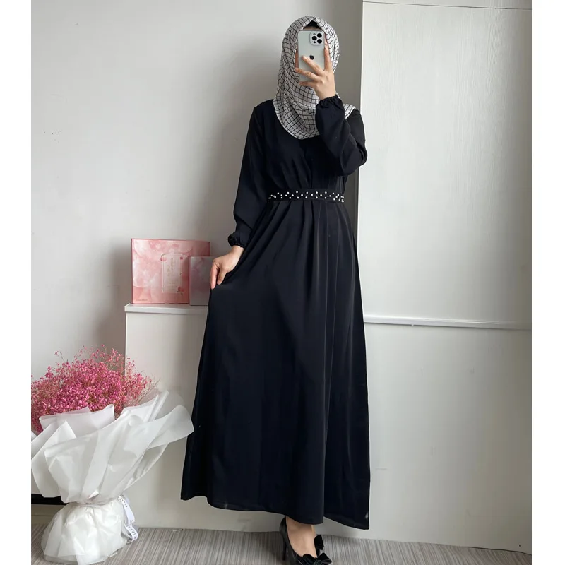 

Islam Robe Femme Musulmane Muslim Women Nail pearls Robe Middle East Long Dress Abaya Dubai Muslim Fashion Abaya Turkey Robes