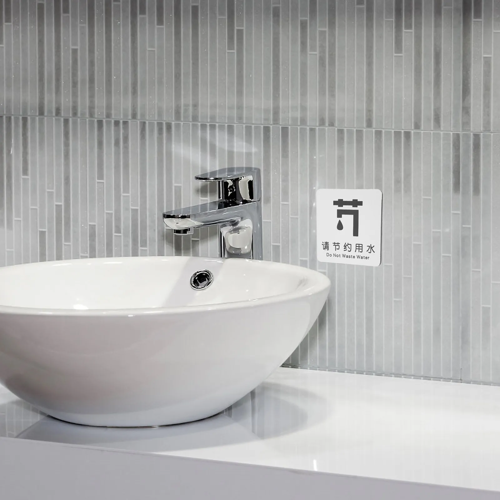 Water Saving Wall Sign Heavy Duty Aluminum-Plastic Panel for Bathroom Kitchen Office Use Caution Sign Eco Decor Conservation