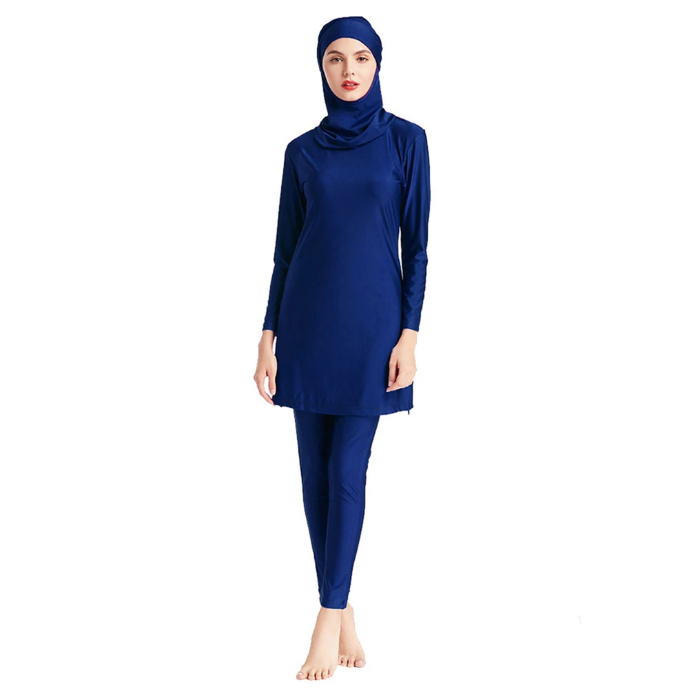 Muslim Swimwear Summer Burkini Women Long Burkini Plus Size 3 Pce Set High Elasticity Bathing Suit Conservative Surfing