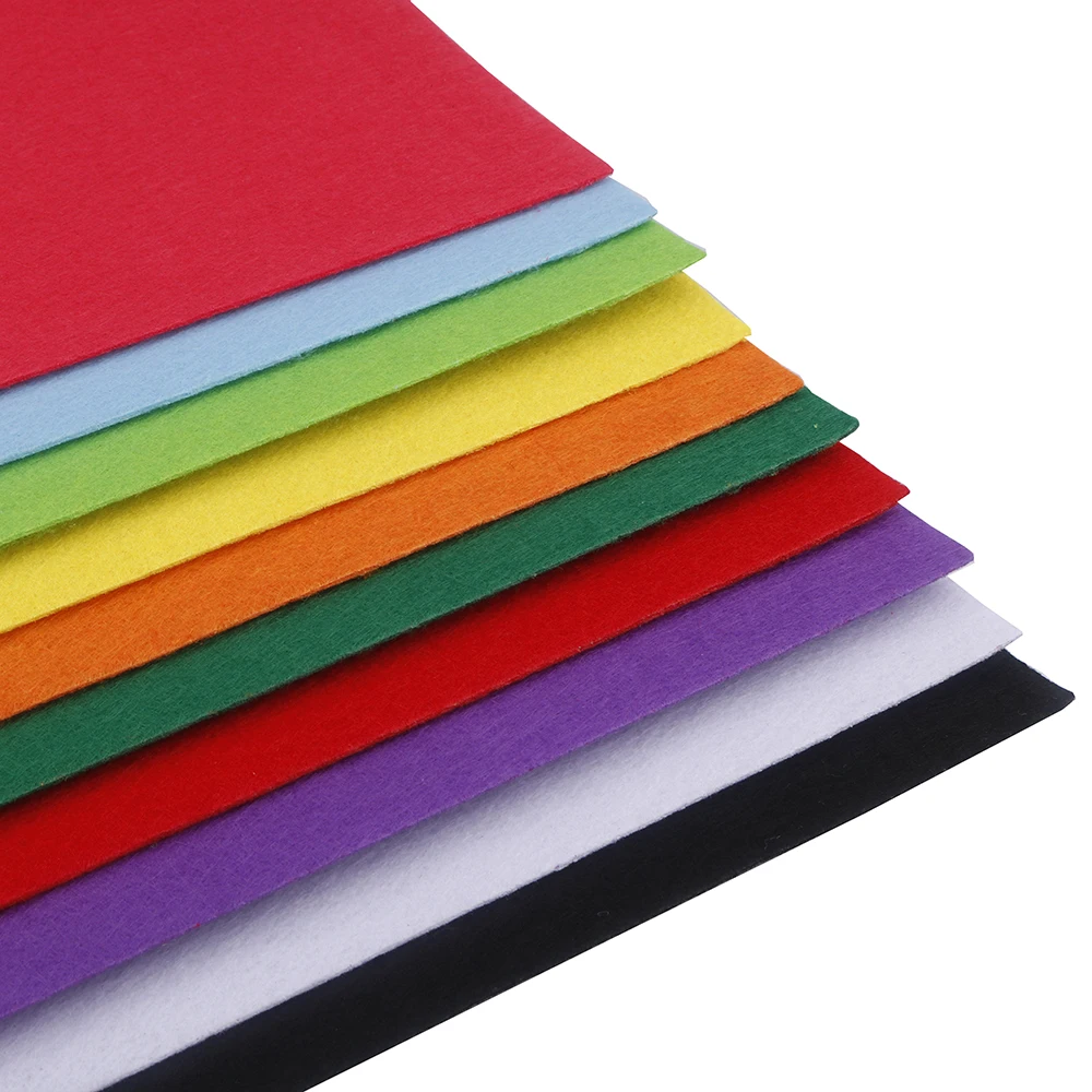 2mm Thickness Non Woven Fabric,Polyester Acrylic Thick Felt DIY Sewing Material For Dolls/Crafts/Toys,Solid Color,2 Sizes,10pcs