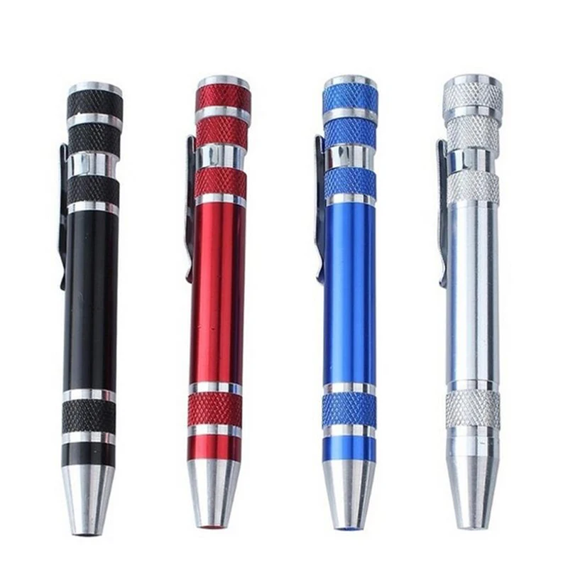 Portable 8 In 1 Repair Hand Tools Kit Multifunction Aluminum Pocket Precision Mini Screwdriver Pen For Cell Phone Hand Tool Set