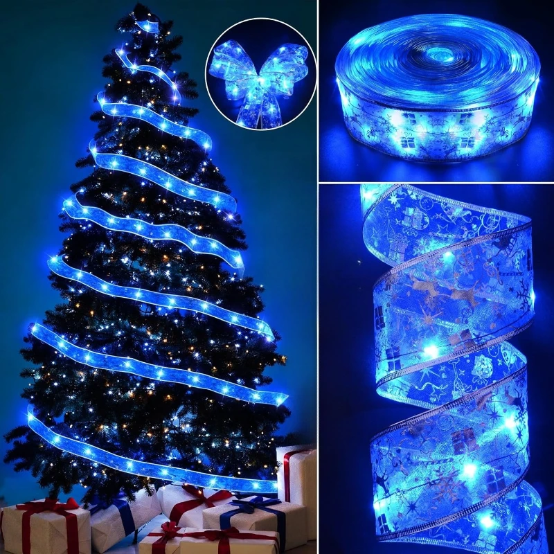 

Christmas Decorations Led Christmas Tree Ribbon Lights with Battery Operated Fairy String Lights with for Xmas Tree Decor