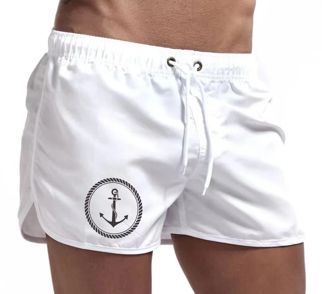 

Shorts imprimés Anchor, shorts décontractés et tendance pour hommes, à taille haute, avec cordon de serrage et ouverturelatérale