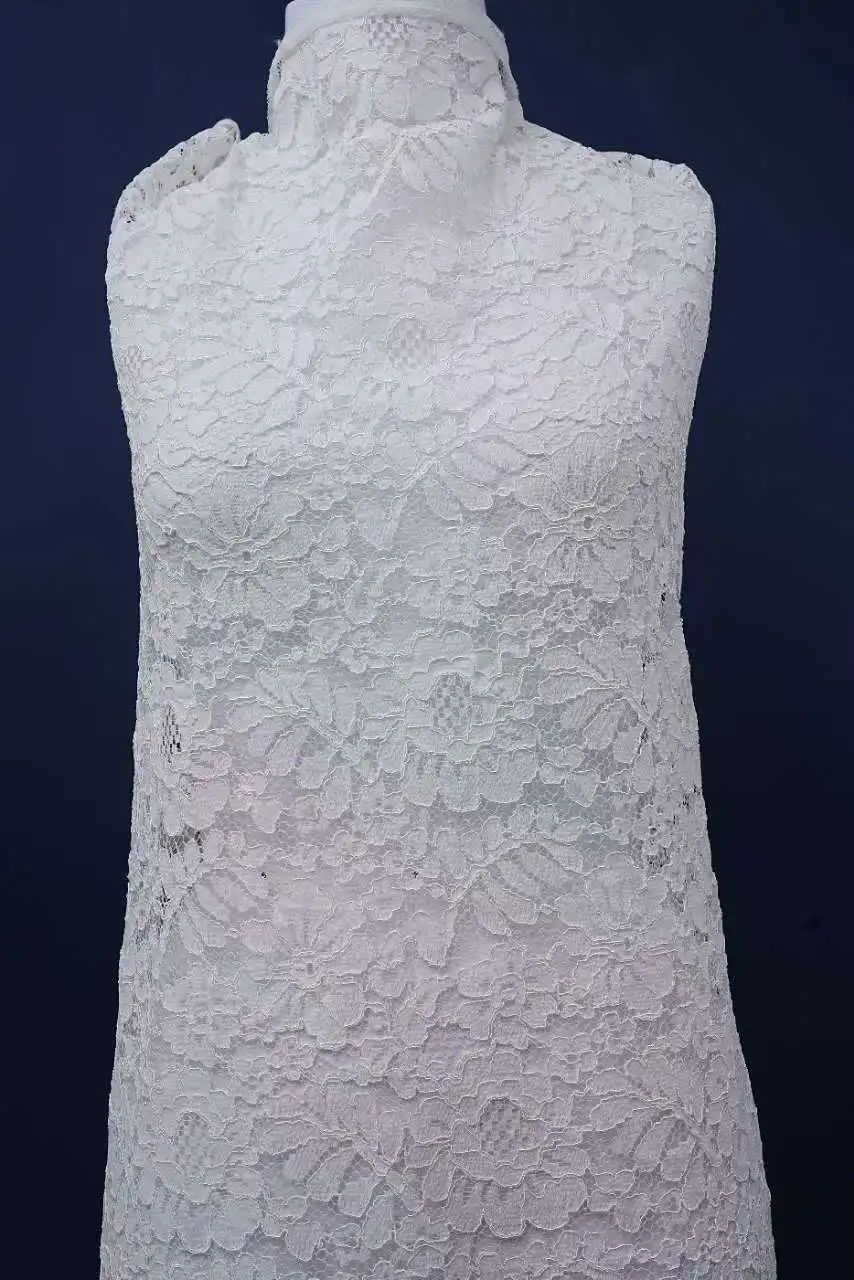 2025 Lace Cotton Embroidery Tulle Mesh Off White Wedding Dress Lace Fabric Material 150CM Wide