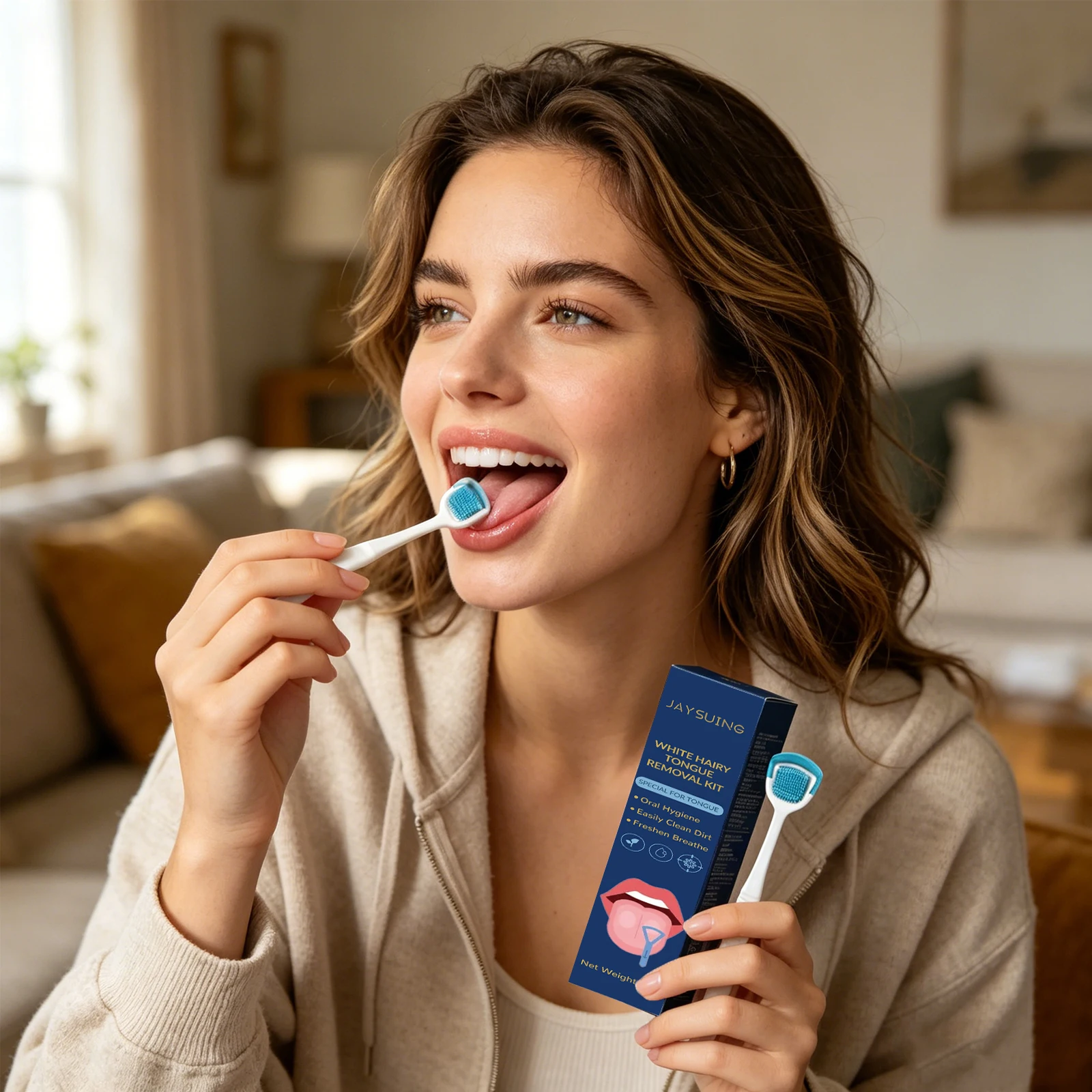 Tongue Coating Cleaning Kit With Brush Lasting Fresh Mouth Tongue Daily Care Improve Bad Breath Oral Health 2in1 Tongue Cleaners