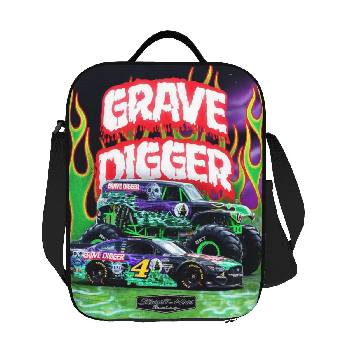 

Custom Monster Jam Grave Digger Monster Truck Insulated Lunch Bags for Women Portable Thermal Cooler Food Lunch Box Work Travel