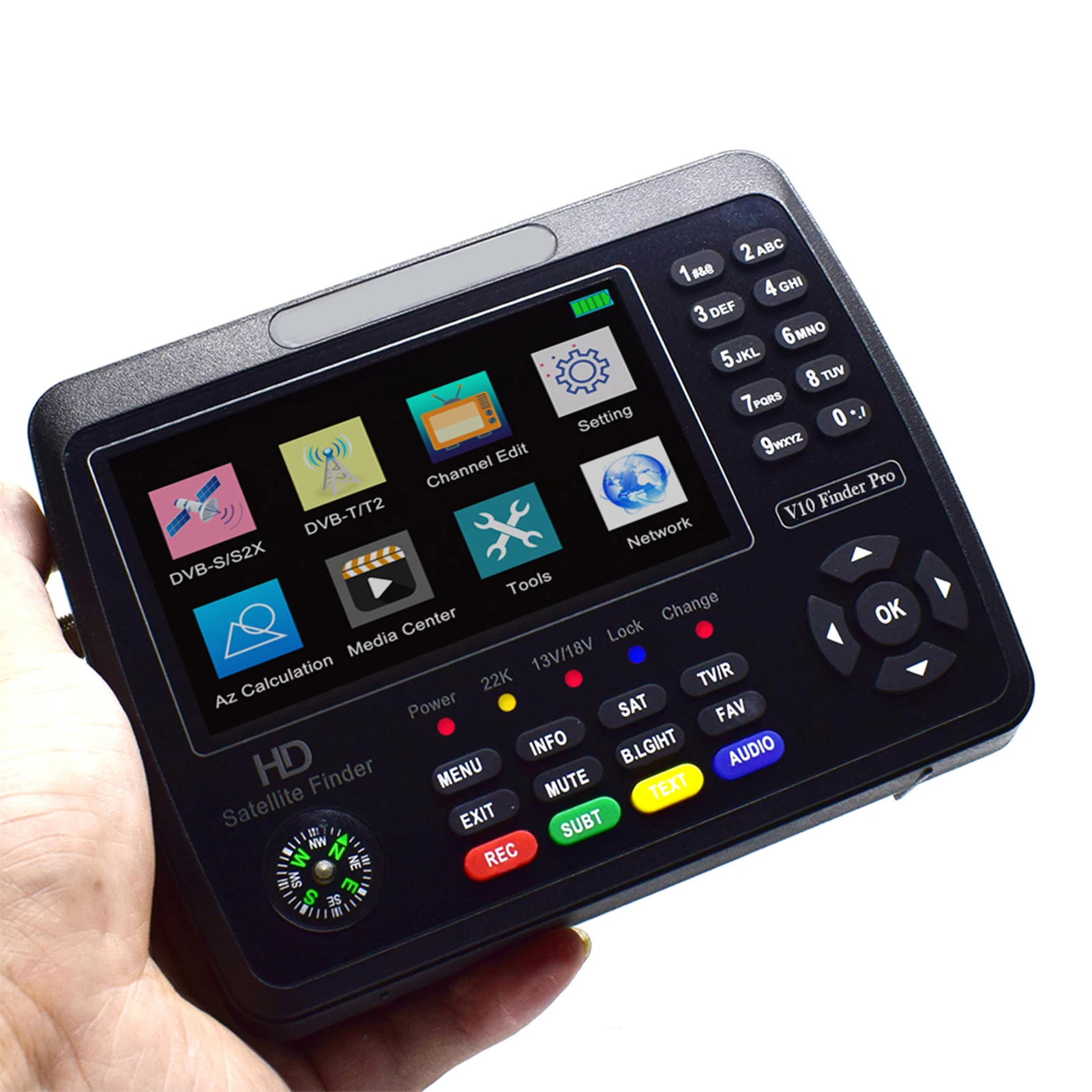 V10 Pro Satellite Finder Signal Meter HD Satellite TV Signal Finder DVB-S/S2/S2X/T/T2 COMBO Digital Handheld Signal Meter