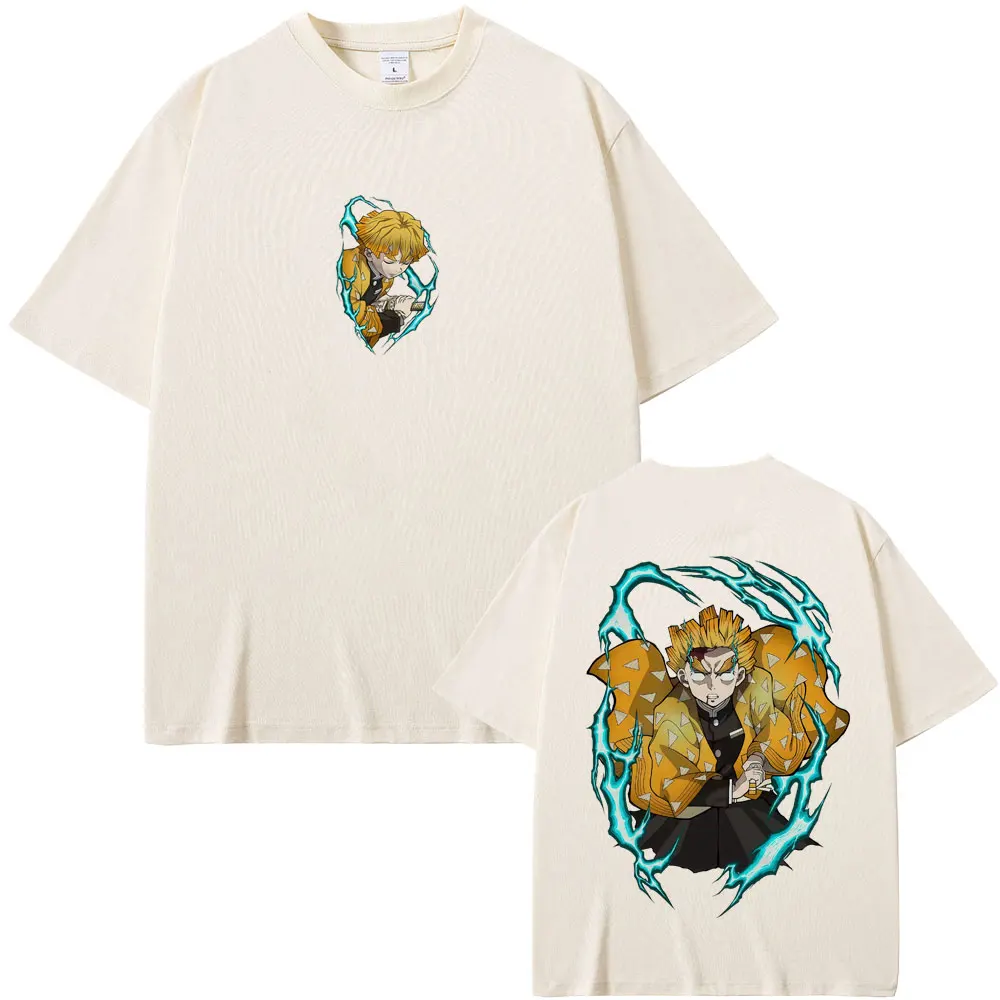 

Anime Demon Slayer Agatsuma Zenitsu Graphic Tshirt Men Women Clothing Cartoon Oversized T Shirts Unsiex Casual Cotton T-shirt