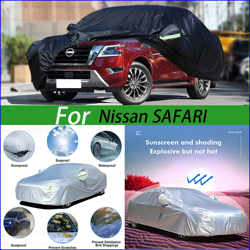 

Car Cover Waterproof Dustproof UV Outdoor Protection Universal Dust Cover Black Car Shell Cover For Nissan SAFARI