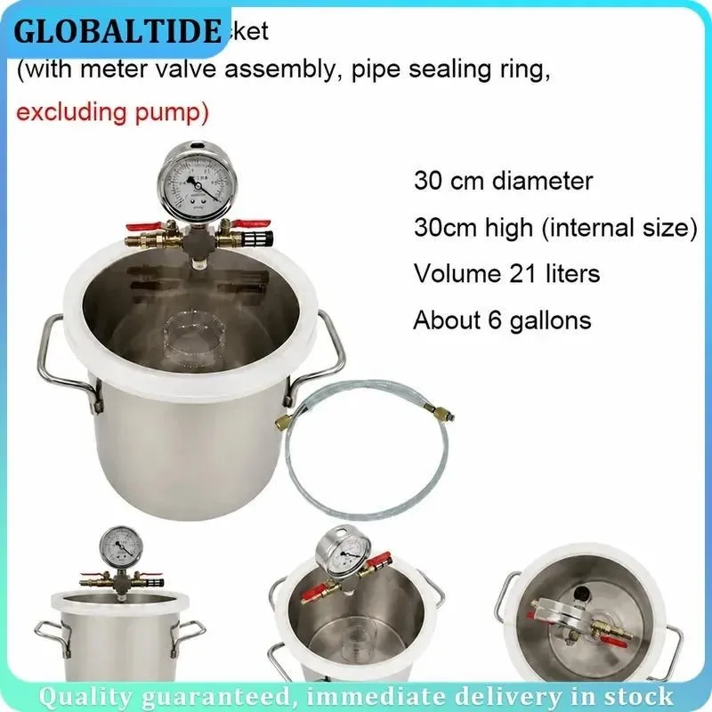 6L 12L 21L Vacuum Filling Equipment Deaeration Bucket Vacuum Defoaming Tank Stainless Steel Barrel for Liquid Filling and