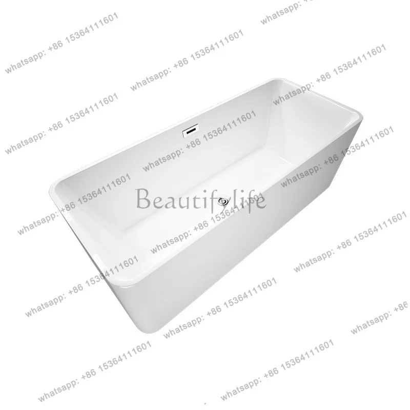 Thin edge full skirt curved corner rectangular hotel home bathroom independent acrylic bathtub QT-064