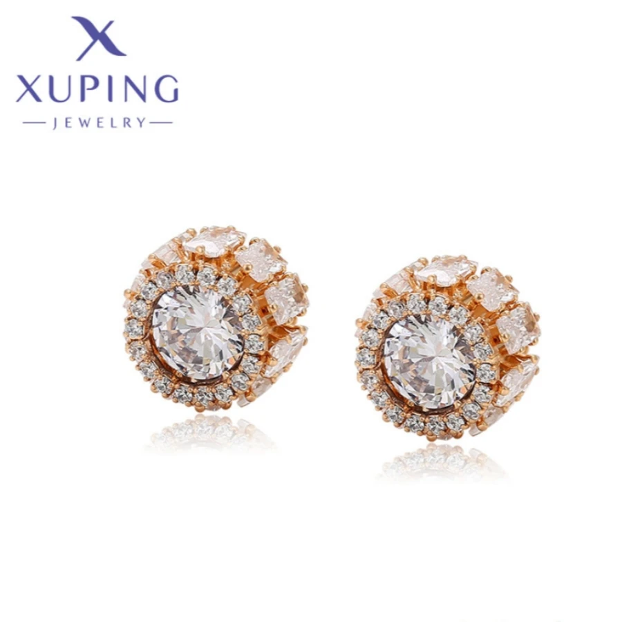 Xuping Jewelry Fashion High Quality Round Shape Hang Gold Color Zircon Earring for Women Schoolgirl Party Gift X000888967