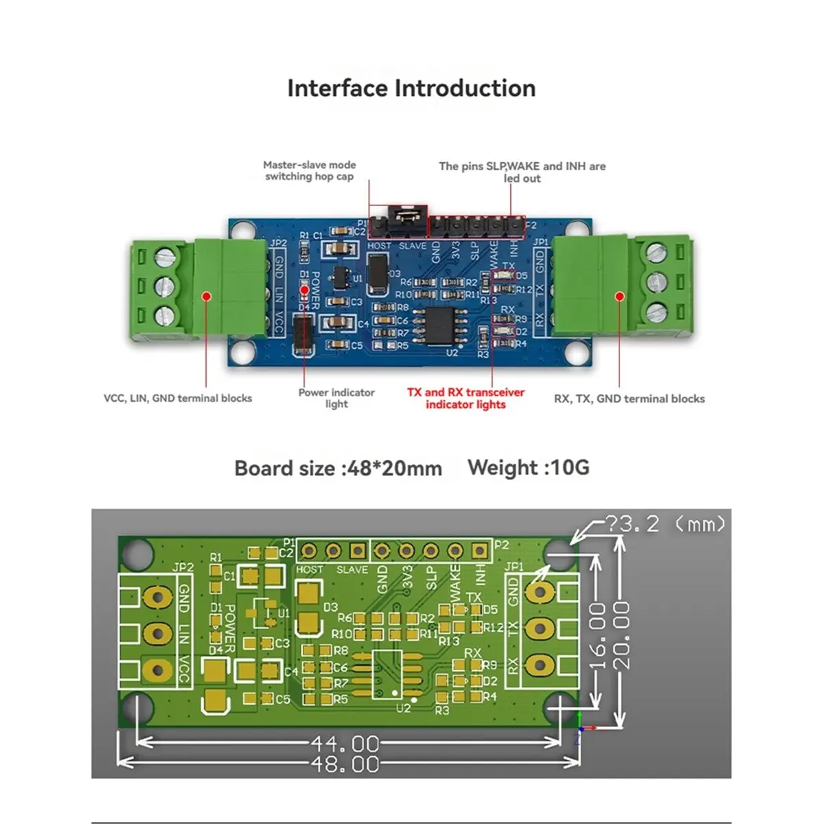 TTL to LIN Bus Module TJA1021 Chip Automotive LIN Bus Communication Debugging Industrial Control Applications