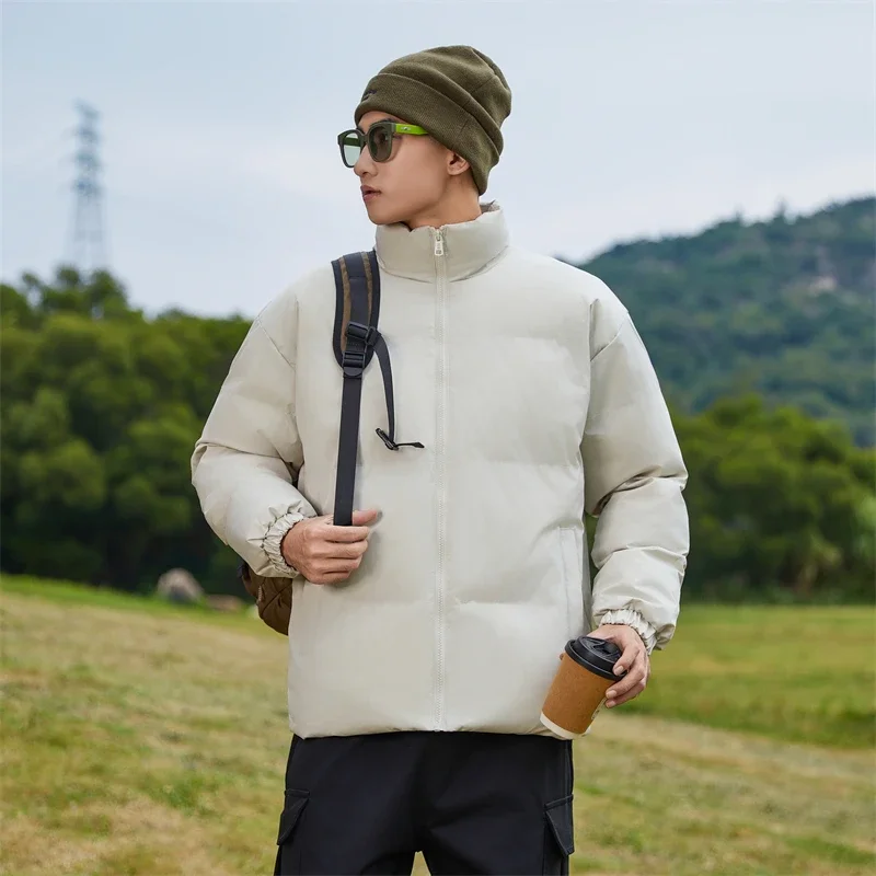 Winter Brand Short Puffer Jacket Men Solid Color Parkas Casual Warm Mens Cotton Padded Jackets Korean Fashion Parkas Male Coats