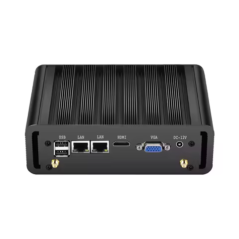 Fanless Industrial Mini PC Intel N100 J6412 2x Ethernet 2x COM RS232/485 6x USB 4G LTE SIM Card WiFi Windows Linux