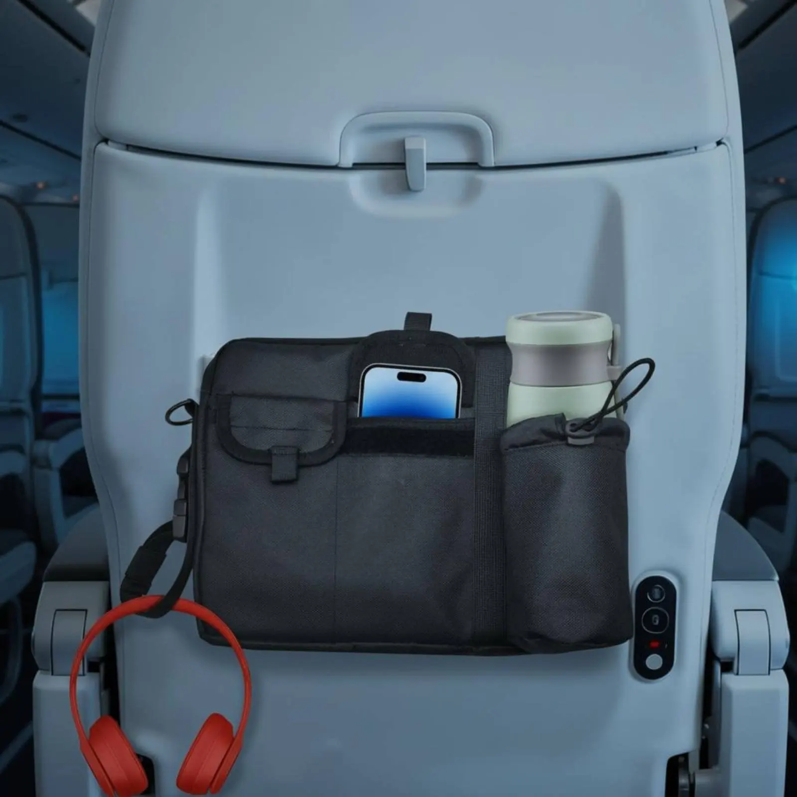 Airplane Pocket Organizer Portable Airplane Seat Back Organizer Seat Back Storage Bag Compact and Lightweight Washable for Bus