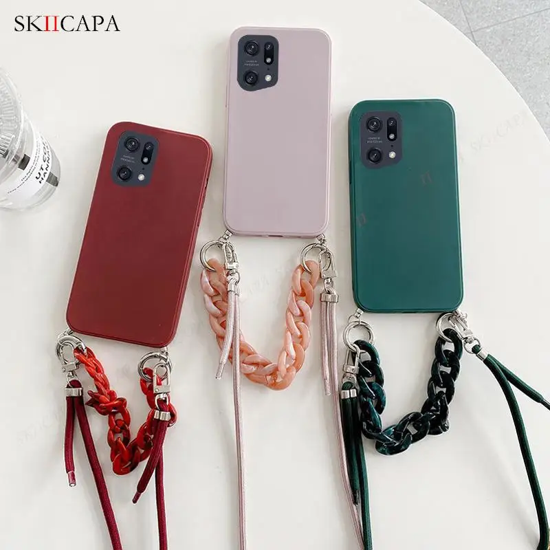 Crossbody الحبل حزام سلسلة الرخام غطاء من السيليكون ل ممن لهم العثور X5 برو X3 لايت X2 برو المعصم حزام سوار لليد سلسلة لينة الغلاف #6