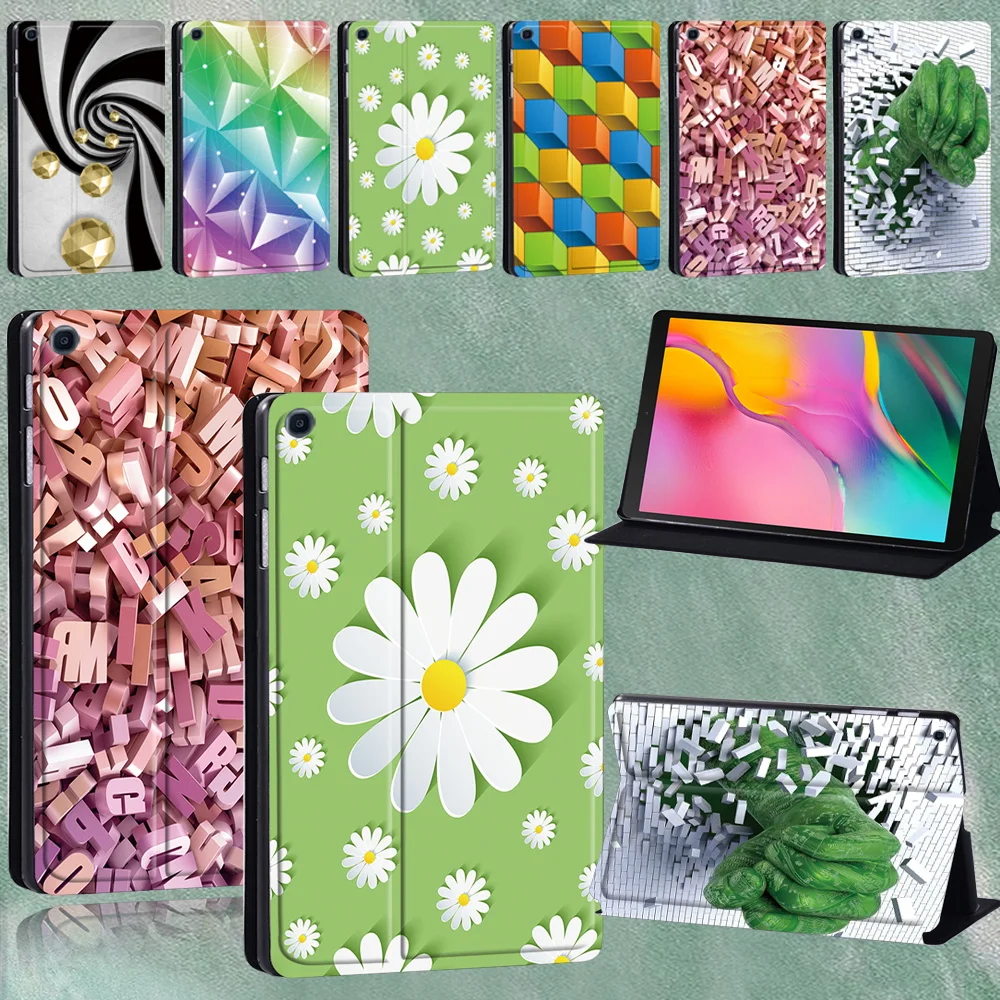

Case for Samsung Galaxy Tab A8 10.5"/A7 10.4"/A7 Lite 8.7" Pu Leather Tablet Stand Cover for Tab A 10.1 2019/Tab A A6 3D Pattern