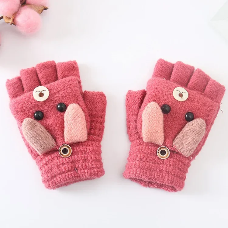 

Gloves winter cold and warm knit thickened five finger cover