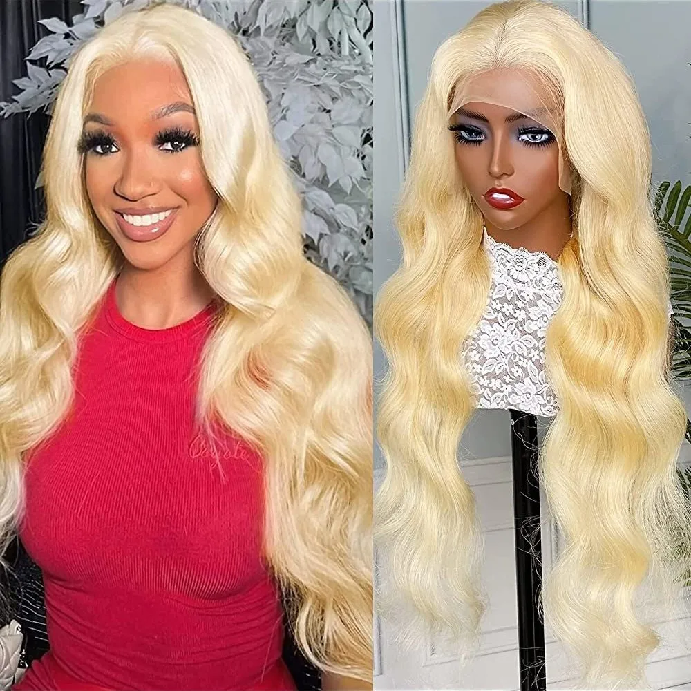 613 hd Blonde lace frontal wig 13x6 Wigs 30 40 inch Brazilian Bone body wave 100% human hair For Women Choice on clearance sale