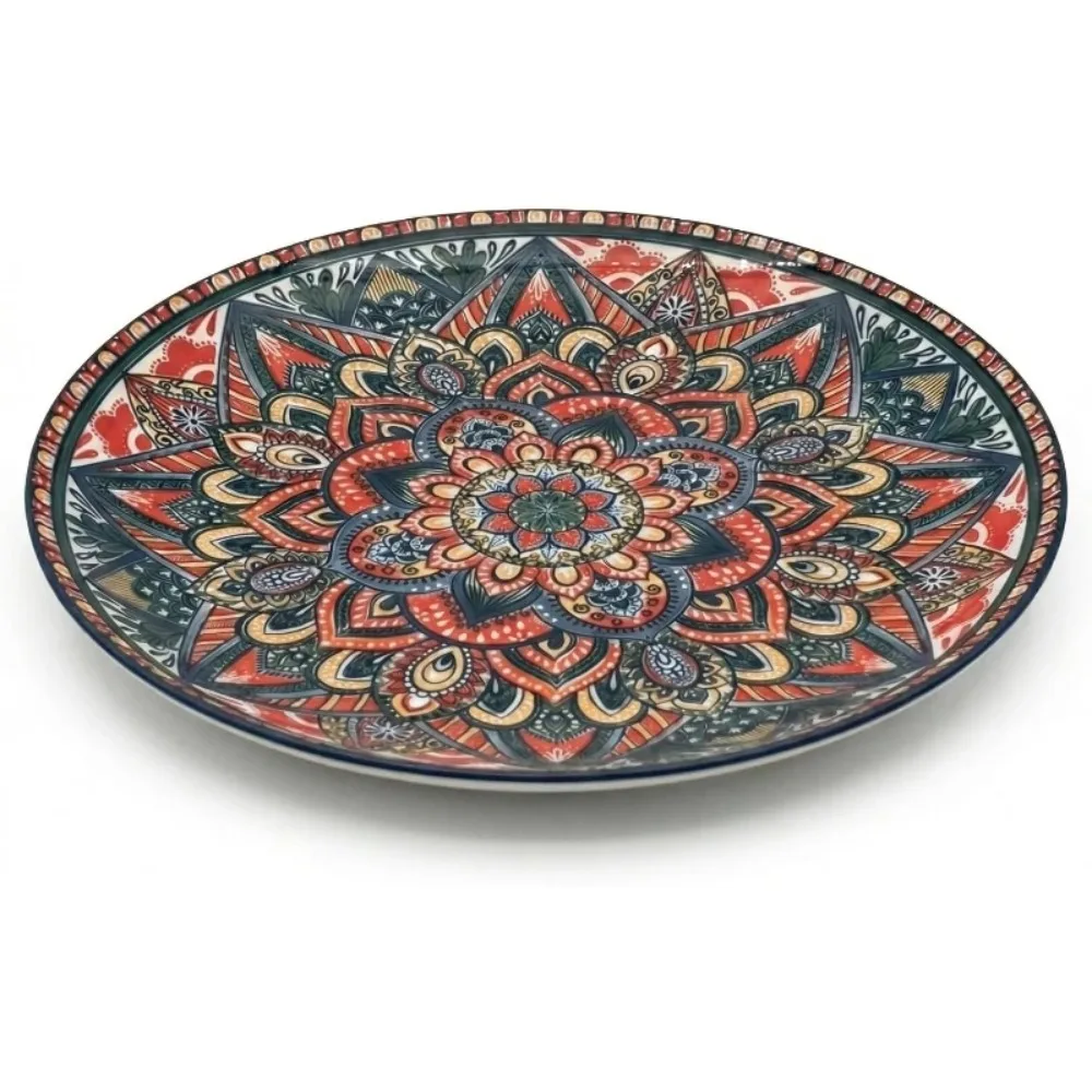 Bohemian Mandala Ceramic Dinner Plate 8in Colorful Decorative Porcelain Plate for Salad Steak Food Serving Home Tableware Decor
