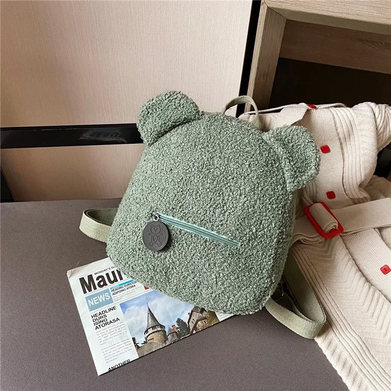 Pluche rugzak, schattige kleine beer oorrugzak, ouder-kind tas, casual stijl reistas met grote capaciteit