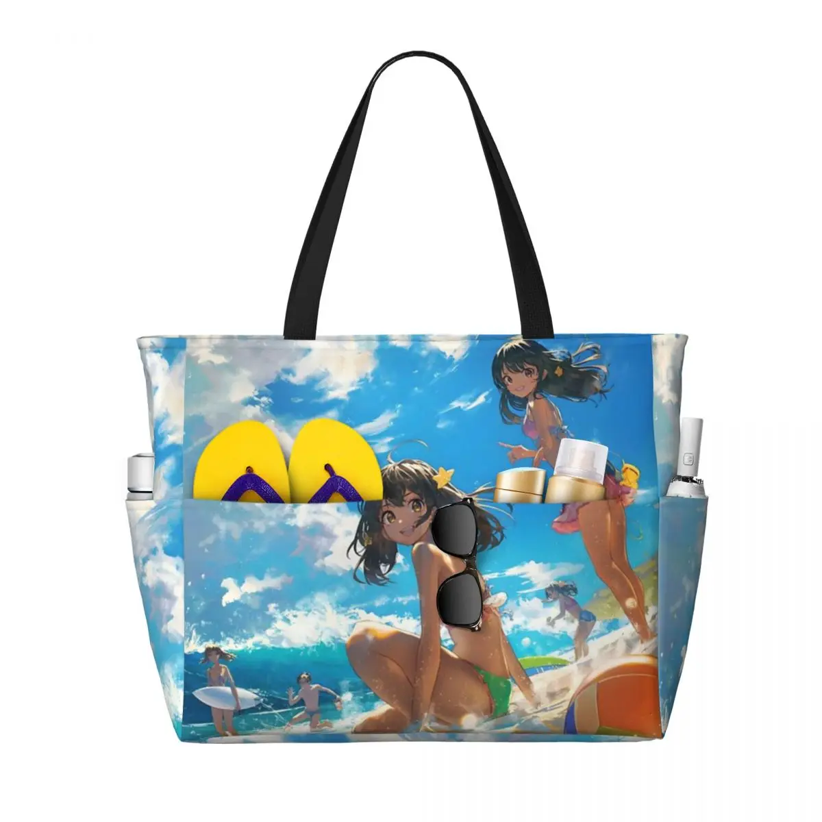 Sunny Beach Adventure Large travel bagWaterproof Tote Beach Bag Large Capacity Travel Shopping bags