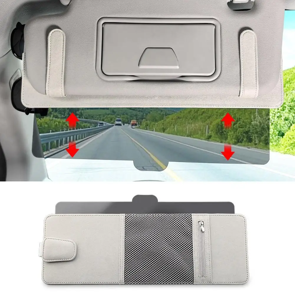 Suede Sun Visor Storage Car Sun Visor Extender Anti-Glare Sun Blocker Sun Shade Protection Panel With Sunglasses Card Organizer