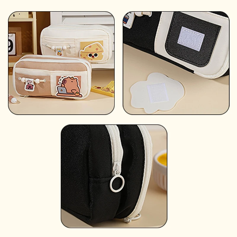 Panda Pencil Bag Green Multi-Layer Large Capacity Pensil Case Cute Cartoon Pen Holder Stationery School Supplies Gift Organizer
