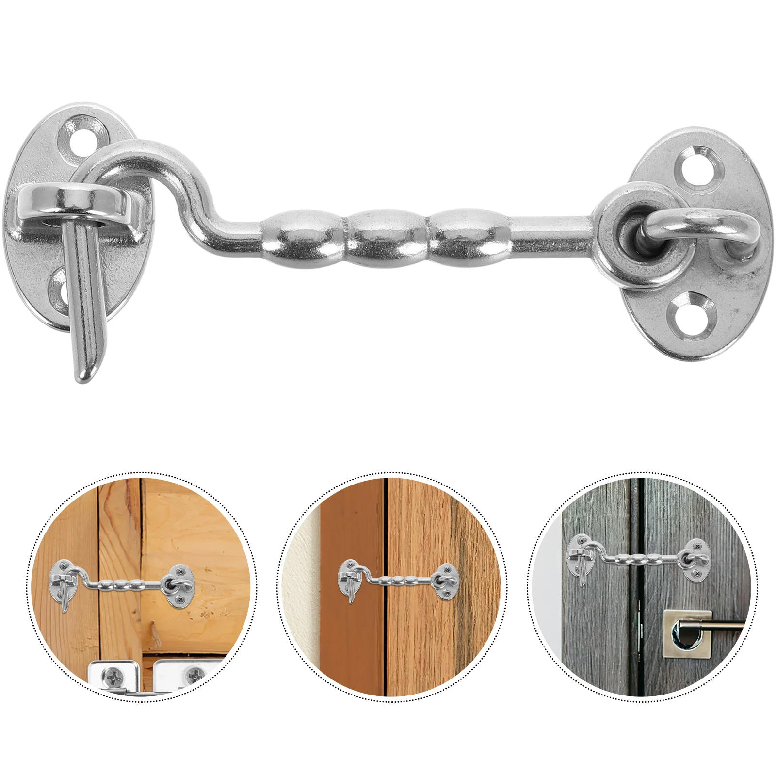 Stainless Steel Door Hanging Hook Lock Latch for Screen Eye Rope Cleats Deformable Cabin Barn