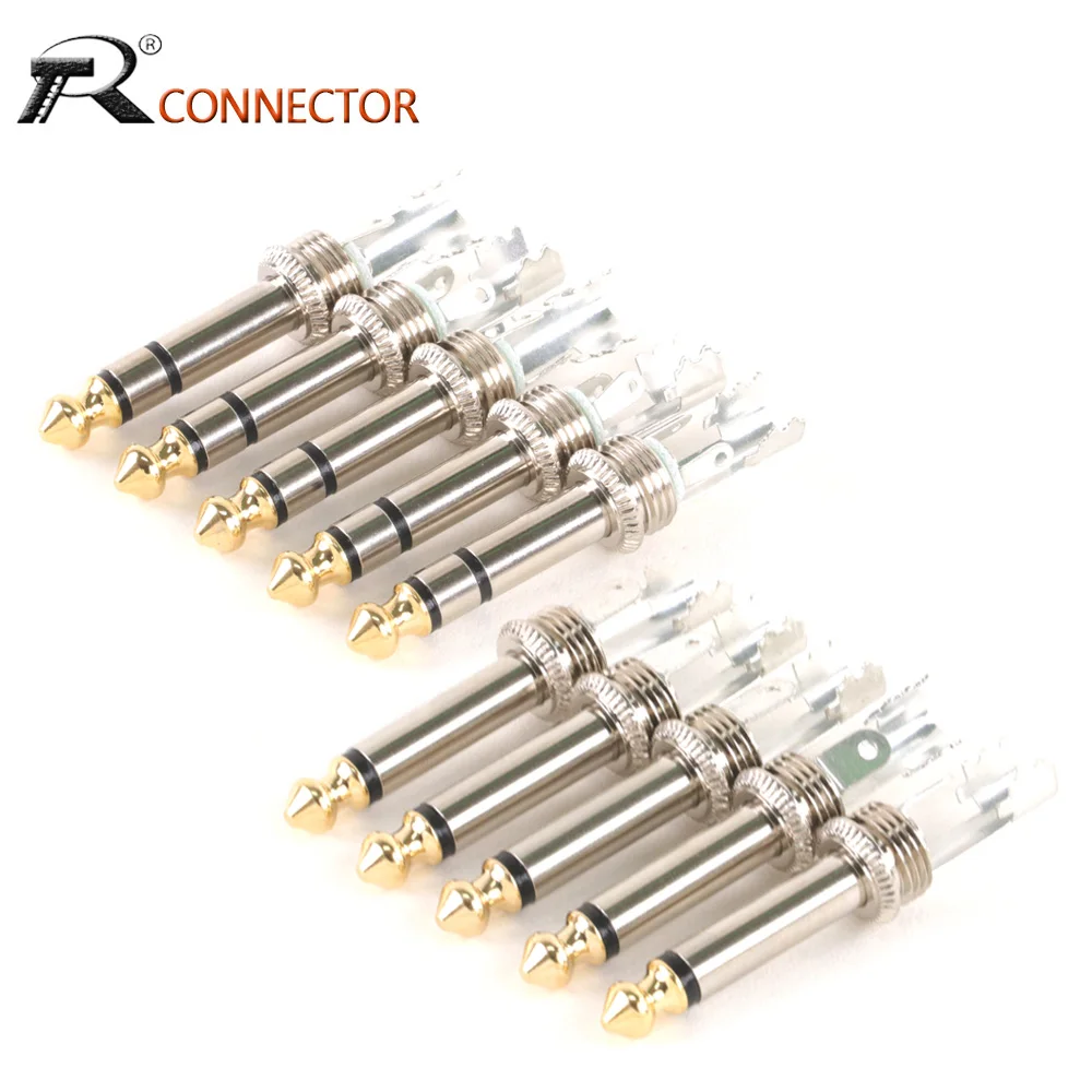 70pcs 1/4 inch Plug Jack 6.35mm Mono/Stereo Male Connector Guitar Effects Pedal Microphone Connector