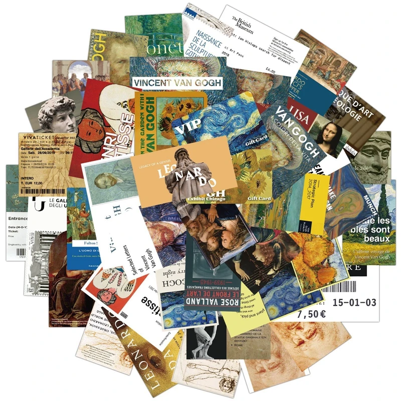 50PCS Artistic Stickers Art Gallery Cartoon Anime Waterproof Graffiti Luggage Laptop Guitar Book Phone Kids Sticker Pack Toy