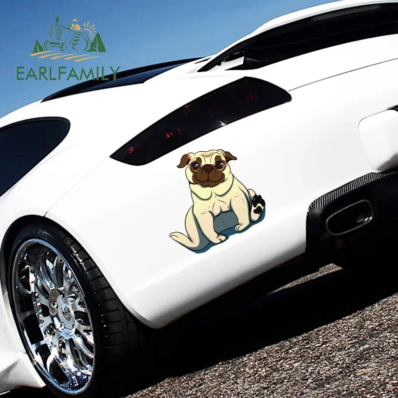 EARLFAMILY 43cm x 41cm for PUG Car Stickers Car Door Protector Decal Vinyl Material Motorcycle Personality Creative Decoration