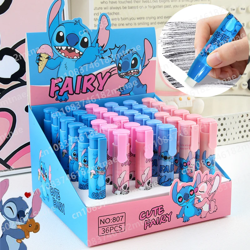 Borrador de modelado de lápiz labial creativo de Disney Stitch, suministros para estudiantes, papelería para niños, regalos de cumpleaños,