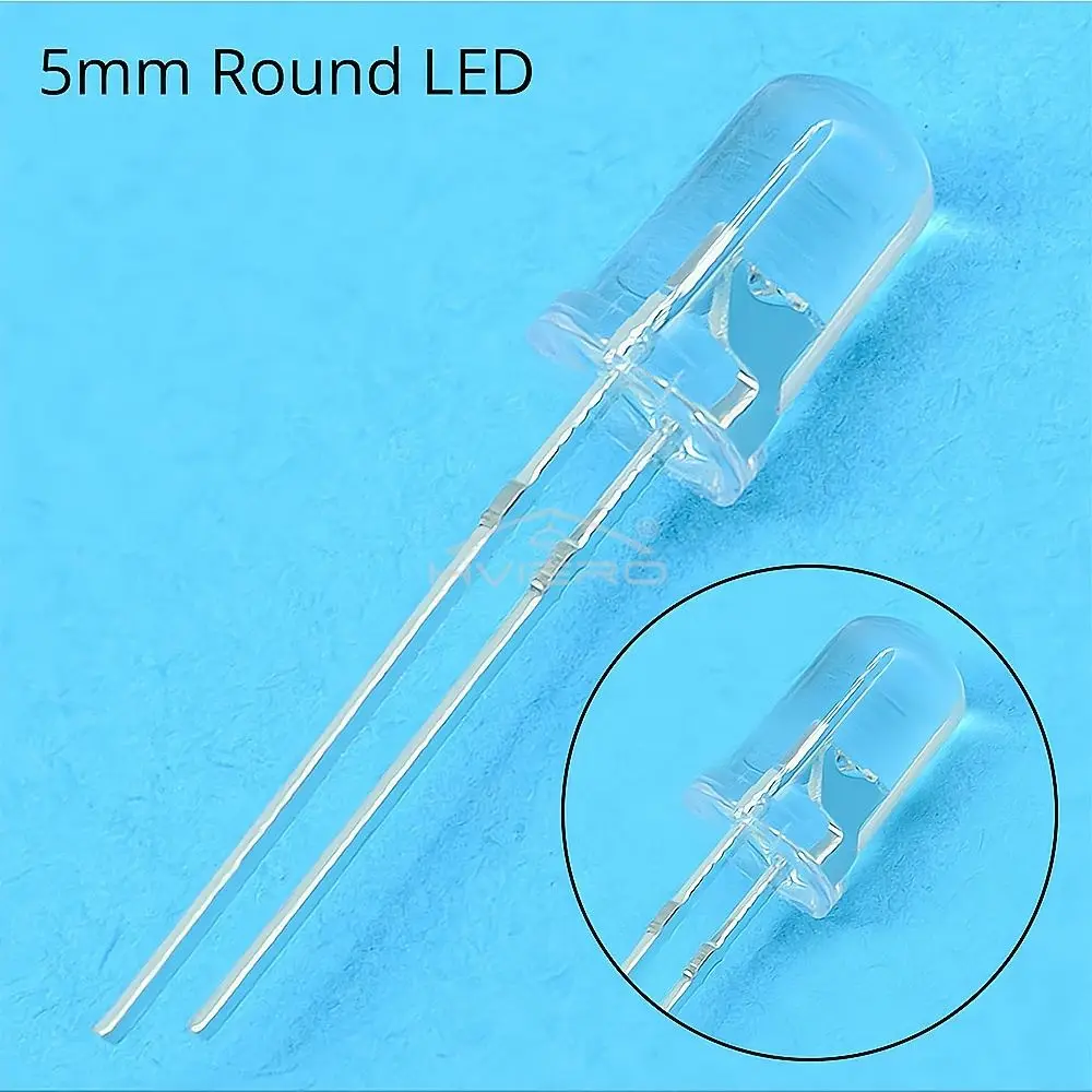 100Pcs 5mm Round LED Diode Emitting Light Beads Clear F5 Assorted Kit RGB White Green Red Blue Warm-White DIY Lights Decoration