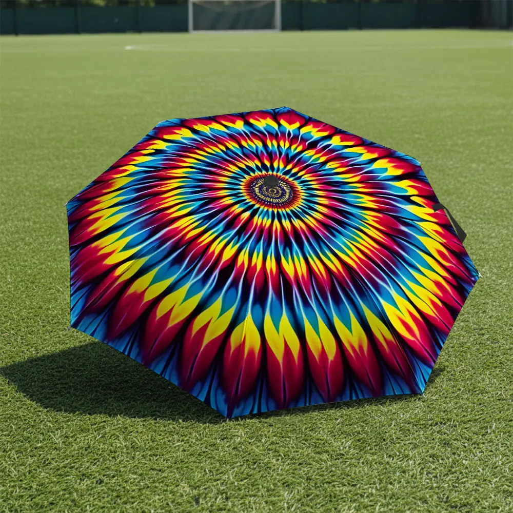 1P C Vibrant umbrella design stands out against classic backdrop Print 8 Iron Ribs Folding Umbrella Auto-Open Fashion Sunshade